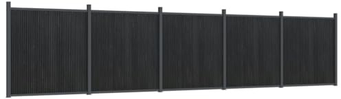Yisssmeng 872 x 186 cm - Gris - Clôture de jardin en WPC - Avec poteaux en aluminium - Design moderne - Robuste et durable - Pour jardin, balcon, terrasse