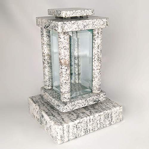 designgrab Lampe funéraire moderne avec socle en granit Viscont White, kit de décoration funéraire