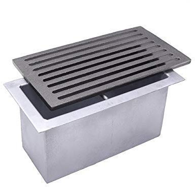 Fonderia Bongiovanni | Griglia in Ghisa | Griglia per Camino | Nuovo modello| Stufa Pellet | Barbecue Fondello per Cenere | 30x16 cm mod.L | con Cassetto Raccolta Cenere | Accessori Camino
