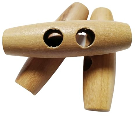 BOTIBOTON - Lot de boutons en bois d'olivier naturel pour manteaux - Trous Boutons en corne 2 trous - Accessoire de couture (Toneau 40 mm)