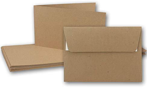 FarbenFroh by GUSTAV NEUSER 25x DIN A6 Faltkarten Set- Sandbraun - Doppelkarten querdoppelt inkl. Umschlag mit Haftklebung - 10,5 x 14,8 cm - DIN A6 / C6