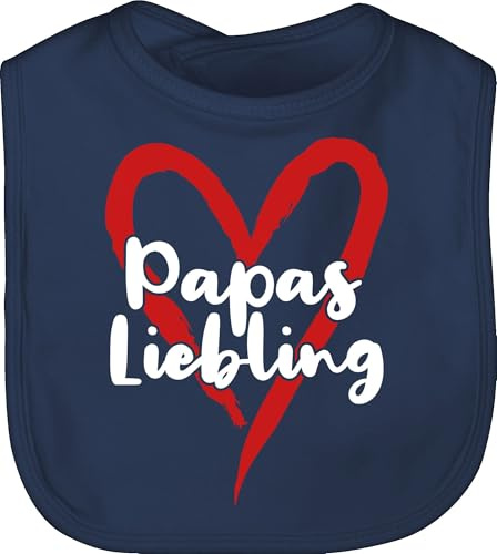 Shirtracer - Baby Lätzchen - Geschenk zum Vatertag - Papas Liebling mit Herz - weiß/rot