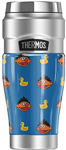 Sesame Street Ernie and Rubber Ducky Pattern THERMOS STAINLESS KING Stainless Steel Travel Tumbler, Vacuum insulated & Double Wall, 16oz
