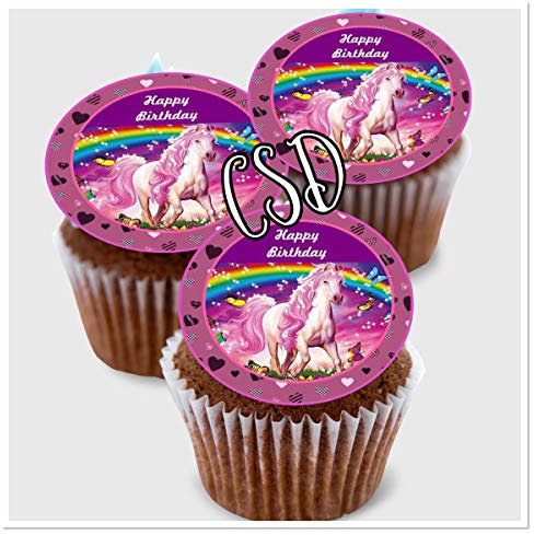 CSD Muffinaufleger Pferde M5, aus Premium Esspapier, Geburtstag, Oblaten Aufleger