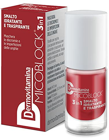 Dermovitamina Micoblock 3in1 Smalto onicomicosi - Rosso Mattone - Smalto curativo per unghie - Tratta i micosi unghie piedi - 5 ml - 16 colorazioni