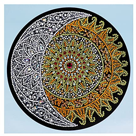 VETPW 5D DIY Mond und Sonne Diamant Malerei Kits, DIY Speziell Geformte Diamond Pasted Painting Strass Stickerei Kreuzstich Kunst Handwerk Diamant für Home Wall Wanddekoration (30x30CM)