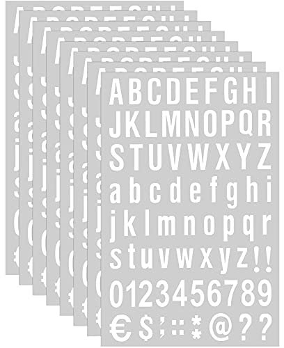 8 Blätter Selbstklebendes Vinyl Buchstaben Zahlen Kit, Briefkasten Nummern Aufkleber für Postkasten, Schilder, Fenster, Tür, Autos, Lastwagen, Heim, Adress Nummer (Weiß, 1 Zoll)