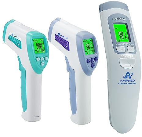Amplim CA1 F2 AE2 Non-Contact Touchless Infrared Digital Forehead Thermometer for Adults and Babies (Pack of 3)