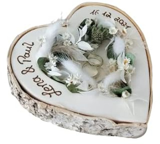 Hochzeit Ringkissen Herz Mille Fleurs Boho für Eheringe mit Namen