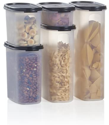 Tupperware Brand Modular Mates - Set di 5 contenitori ovali per alimenti secchi con coperchi (2, 4, 7, 9 e 12 tazze) – ermetici, lavabili in lavastoviglie e senza BPA