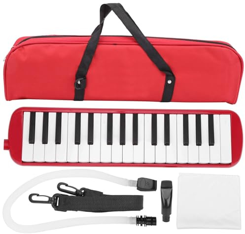 32 Tasten Melodica, 42,5x10,5cm/16,7x4,1 Zoll Professioneller ABS Mund Melodica Air Piano Mundharmonika Melodica Keyboard Orgel Melodica Instrument mit Tragetasche für Erwachsene Studenten Kinder