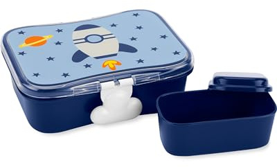 Skip Hop Boite Repas Enfant Fusée 700 ml - Enfants dès 3 Ans - Set 1 Lunch Box Enfant & 1 Boite à Goûter Enfant Pratique, Facile à Ouvrir - Sans BPA, Sans PVC & Sans Phtalates