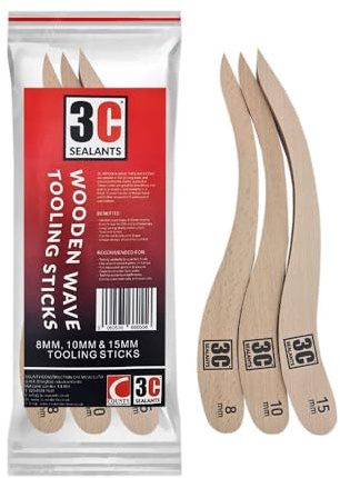3C Sealants Lot de 3 bâtons d'étanchéité en silicone, Lisseur de Joint pour Bois 8 mm, 10 mm et 15 mm
