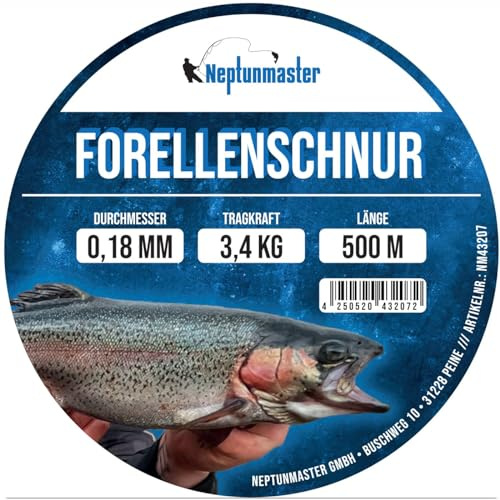 Neptunmaster Hauptschnur zum Forellenangeln 500m Forellenschnur, Angelschnur, Schnur Forelle, Trout, Forellenangeln