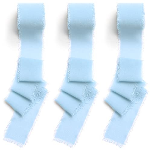 CHUQING Geschenkband Hochzeit Chiffonband Schleifenband Stoffband Himmelblau