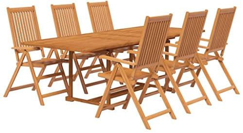 vidaXL Gartenmöbel Set 7-TLG. Gartengarnitur Sitzgruppe Gartenset Sitzgarnitur Gartentisch Esstisch Tisch Stühle Massivholz Akazie