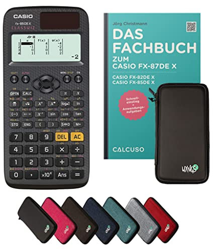 Casio fx-85DE X inkl. Schutztasche Schwarz & Fachbuch (80 Seiten, DIN A5) – Wissenschaftlicher Rechner – Smart Set