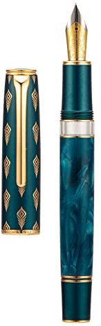 Hongdian N7 Grau Harz Kolben Füllfederhalter Kaninchenkappe, Iridium Long Blade Nib Klassischer Stift Glatt Schreibstift mit Metallbox