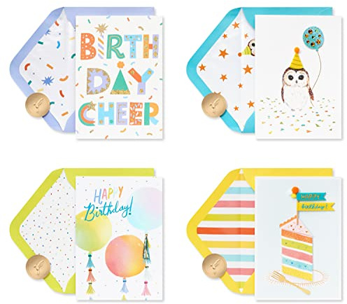 Papyrus Deluxe Boxed Birthday Card Assortment, Bright Birthday (4-Count)