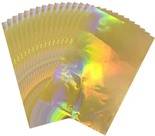 Briartw Holografisches goldenes Heißfolienpapier, 20 x 29 cm pro Blatt, 50 Blatt, Toner reaktiv, ideal für Handwerk, Kartenherstellung, Scrapbooking