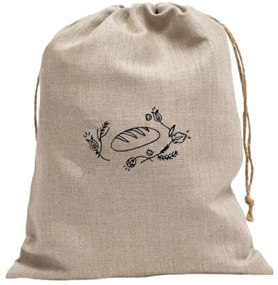 Noblelinen Brotbeutel Leinen Brotsack Leinen - Brotbeutel Aufbewahrung Frischhalten Leinenbeutel Für Brot Brötchen - Brotkasten Brotaufbewahrung Brotbox Bio Eco Natur Folk (Natürlich)