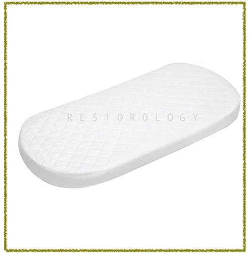 BUY ALL HERE Pram and Moses Basket Mattress – Extra Thick Super Soft & Dry Effect HQ Foam Mattress| Breathable Washable Removeable Cover | Size 67 x 30 x 04 cm - MADE IN UK