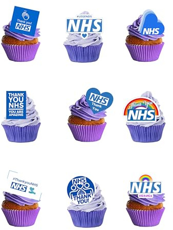 30 Stand Up Thank You NHS Themed Edible Wafer Paper Cake Toppers Decorations