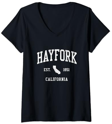 Hayfork CA Vintage Athletic Sports JS01 V-Neck T-Shirt
