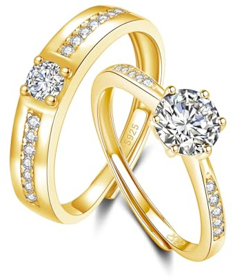 Kamise Silber Paar Ringe Set, 925 Sterling Silber Trauringe, Hochzeitsring