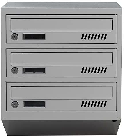 3er Briefkastenanlage Euro GDS3 RAL 7035 Postkasten Postfach