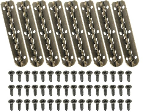 PATIKIL Mini Charnière de Piano 65 x 12.5mm, 8 Pcs Mini Charnières de Boîte à Bijoux à 90 Degrés avec Vis pour Boîtes à Bijoux en Bois, Couleur Bronze