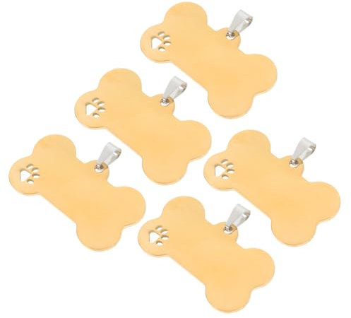 Milisten 5stücke Hundename-tag Aus Edelstahl Knochen-form Blank Für Selbstgravur Und Leicht Halsband-anhänger Für Tiere