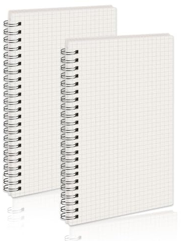 KUBDPQOR Carnet de Notes, 2 Pièces Cahier Spirale, Carnet A5 5.82'' x 8.18'', Cahier 160 Pages, Carnet Spirale A5 Parfait pour le Dessin, les Exercices de Mathématiques et les Esquisses d'Architecture