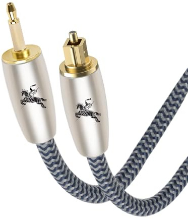 Impeto Câble Optique Audio Toslink vers Mini Toslink 3.5(Non AUX) Cable Jack Audio Optique Numérique Câble S/PDIF plaqué or pour barre de son vers haut-parleur Smart-TV -3 mètres