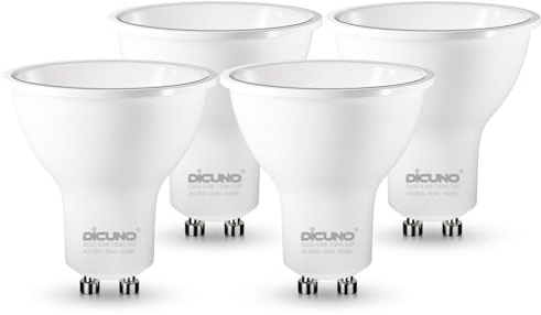 DiCUNO GU10 LED Bulbs Class B, 4.5W=60W, Daylight White 5000K, 710LM, 4Pcs | Energy Saving GU10 LED Light Bulbs, Not-dimmable, 110° Wide Beam Angle, Class B Spotlight for Home Lighting Decor