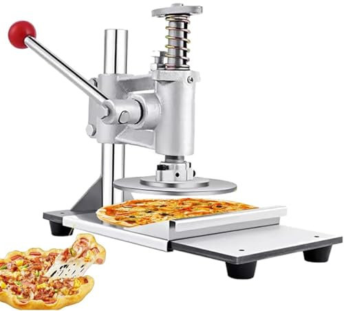 Vituord Manual Pizza Dough Press Machine, Commercial Stainless Steel Dough Flattener, with 16cm Round Platen, Pull-Out Tray, Adjustable Thickness, for Pizza, Pie, Tortillas, Pastry