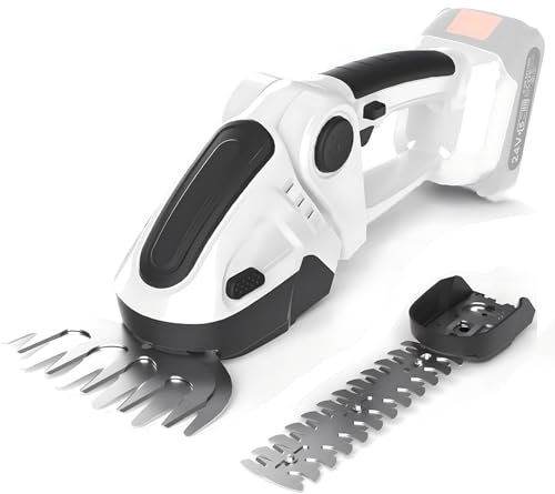 Cordless Hedge Trimmer for Gardening, Hedge Trimmer with 12V Lithium-Ion Battery, Garden Lawn Mower Edging Border in Multi-perspective Adjusted, 2 Interchangeable Blades Garden Cutting Edge Trimmer