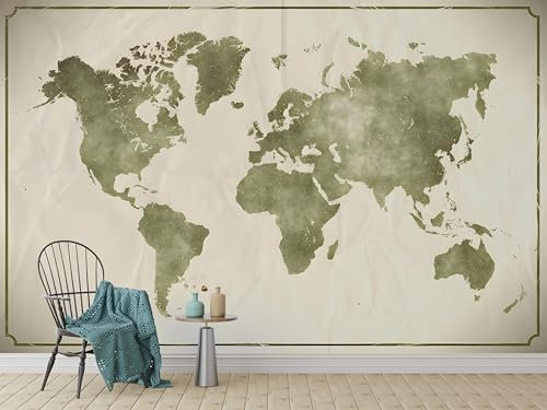 dyausi Distressed Map Wallpaper Mural, Old Map Wall Murals, Self-Adhesive Photo Wallpaper Home Decoration, Small Wall Sticker for Living Room Bedroom 150 * 105cm (W*H) D20