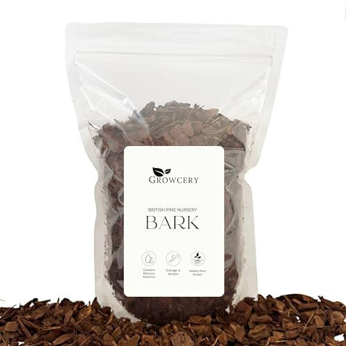 Growcery Orchid Potting Mix – Premium British Pine Bark Chippings for Plants, Mulch, Beds, Landscaping, Moisture Control – Child & Pet Safe, Natural Soil Cover (2L)