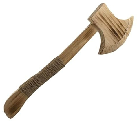 SunaOmni Accessoires d'halloween Hache en Bois avec Corde de Chanvre, Manche de 12 Pouces Long Fausse Hache, Fournitures Performance d'halloween Jouet bûcheron Accessoires Costume