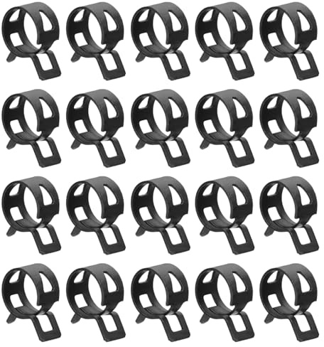 sourcing map 20pcs Spring Band Type Hose Clamps 12mm Fuel Line Hose Spring Clip Silicone Vacuum Hose Pipe Clamp Low Pressure Tube Clip Fastener, Black