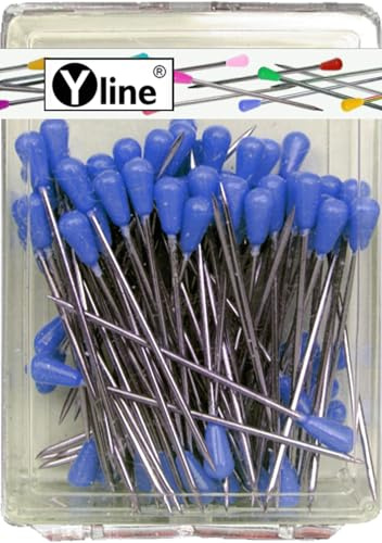 100 Stück Tapezierstecker mit Kunststoffkopf blau ca. 60 mm, Schmuck- Nadeln Stecknadeln groß, 3227-BL