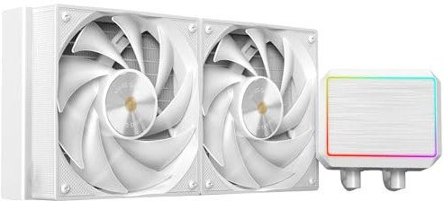 Mars Gaming ML-PROII240 Flüssigkeitskühlung AIO 450W TDP, Pumpe 4. Gen Opti-Chamber Kupferbasis und Mikrorohre, 2x 120mm FDB Lüfter, gebürsteter Aluminiumblock mit linearem FRGB, Weiß
