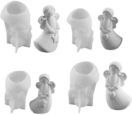 3D Engele Silikonform, 4 Stück Silikonformen Gießformen Weihnachten Engele Gips Zum Gießen, Weihnachtsengel Silikon Giessformen Harz Gussform Für Beton, Gips, Zement Und Ton