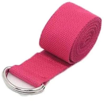 cinghia yoga Cintura elastica for yoga in cotone da 183 * 3,8 cm con fibbia ad anello a forma di D, cintura for ginnastica e danza Pilates(Rose Red)