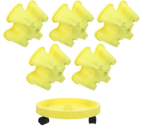 TOYANDONA Jardinière Verticale Empilable 6 Pots en Plastique Jaune Tour à Fraisiers Multifonction pour Balcon et Jardin Extérieur Bac à Plantes Modulable pour Fraises Herbes Aromatiques et