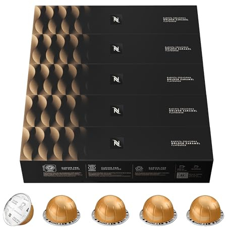 Nespresso Vertuo - Assortiment Golden Caramel - 50 Capsules Café | Compatible avec machines Nespresso Vertuo - Mélange 100% arabica pour un café velouté aux notes gourmandes