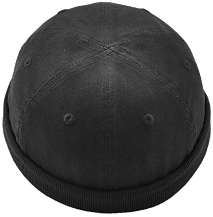 Männer Sommer Docker-Cap Dockermütze Seemannsmütze aus Baumwolle Beanie Hat Skimütze Worker Cap - Schwarz, 54-58cm