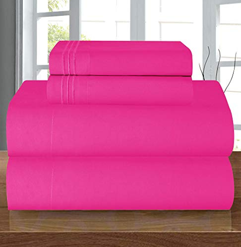 Elegant Comfort Parure de lit 4 pièces en coton égyptien de 1500 fils, douce, de qualité hôtelière haut de gamme, infroissable, plus confortable, drap-housse avec élastique tout autour, poche profonde