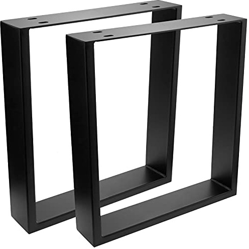 PrimeMatik.com IP025-VCES PrimeMatik Piedi rettangolari per tavolino e Panca Gambe in Acciaio Nero 400 x 80 x 430 mm 2-Pack (IP025)